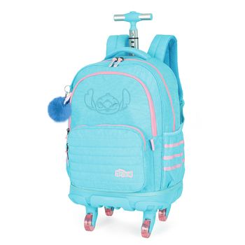 Mochila-Carrinho-Turquesa-Kids-Stitch-Chaveiro-Pompom-|-Luxcel-Tamanho--UN---Cor--TURQUESA-0